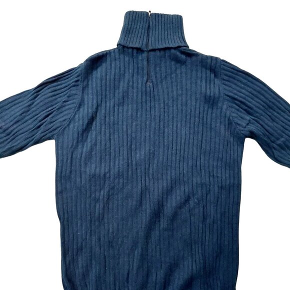 Vintage 1940s-1950s Navy Blue Long Sleeve Ribbed Turtleneck Sweater - Picture 6 of 6